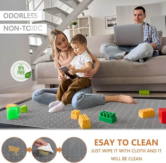Large Chair Mat for Carpet, Easy Glide Plastic Carpet Floor Protector Mat for - Image 6