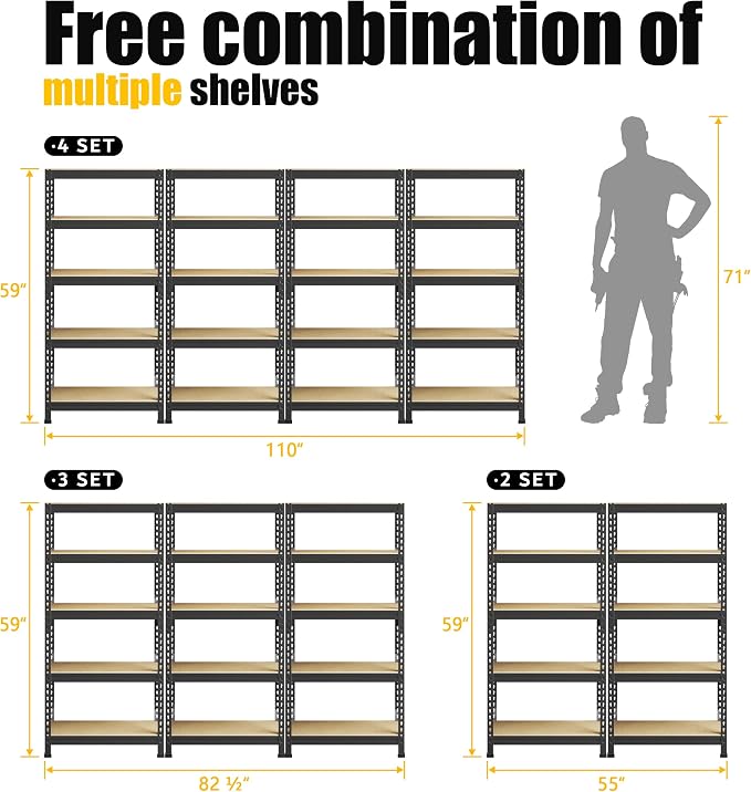PrimeZone Storage Shelves 2 Pack 5 -Tier Heavy Duty Shelf, 1325 lbs /Pack - Image 8