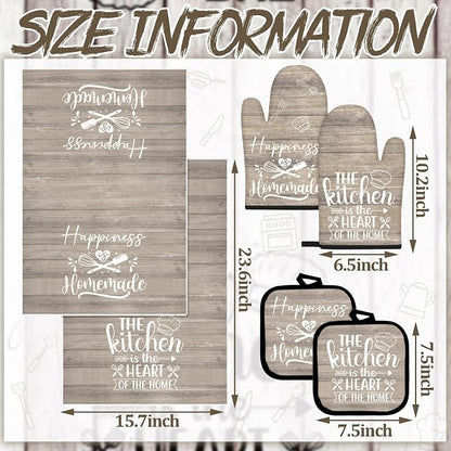 Sratte 6 Pcs Kitchen Decor Accessories Set Farmhouse Towels Pot Holders Oven - Image 4