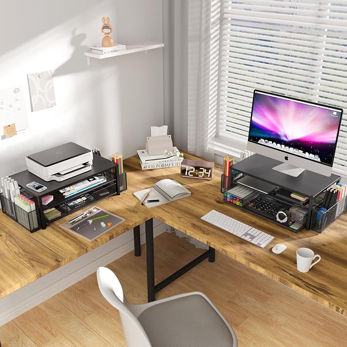 OPNICE Desk Organizer and Accessories, 2-Tier Computer Monitor Stand Riser - Image 5