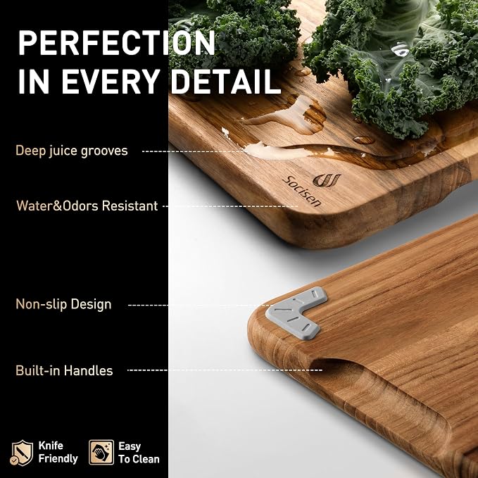 Teak Cutting Board 15inch Non Slip Over Sink Kitchen 2025 First Apartment - Image 4