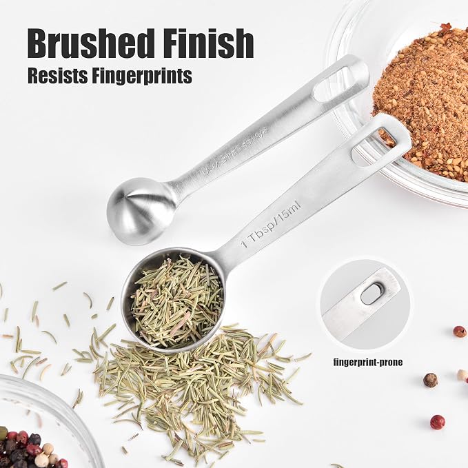 Doosu Measuring Spoons Set of 8-18/8 Stainless Steel Heavy Duty Teaspoons - Image 6