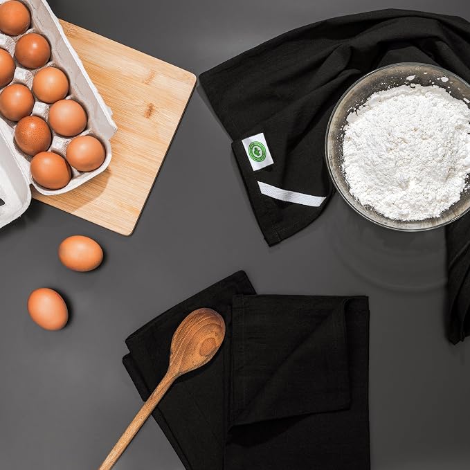 Organic Cotton Black Tea Towels - Image 3