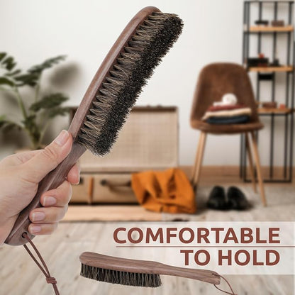 Lint Brush for Clothes with 100% Soft Horse Hair Bristle, Large Walnut Wood - Image 4