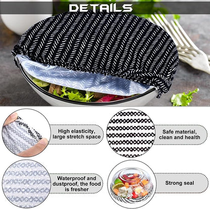 Patelai 10 Pcs Bowl Covers Reusable in 5 Size Stretch Cloth Fabric Elastic Food - Image 3