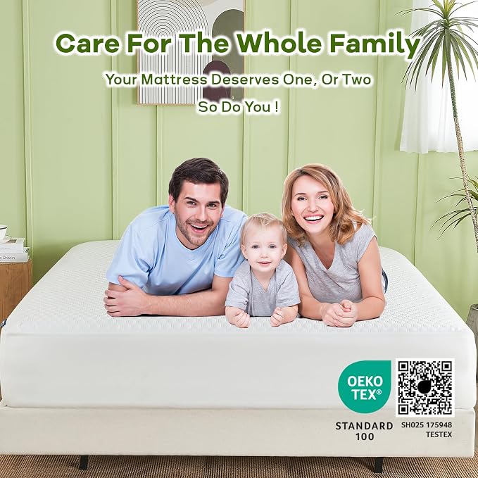 Premium Tencel Full Size Mattress Protector Cover in White, Natural and Skin - Image 9