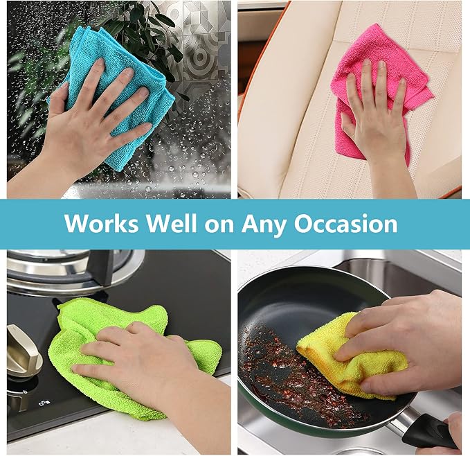HOMEXCEL Microfiber Cleaning Cloth, 24 Pack Cleaning Rags, Cleaning Towels - Image 7