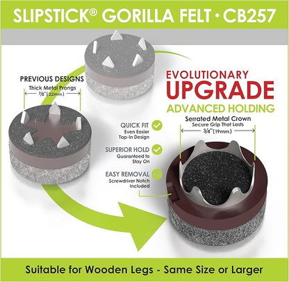 GorillaFelt Chair Leg Floor Protectors/Felt Chair Glides Tap-On Felt Furniture - Image 3
