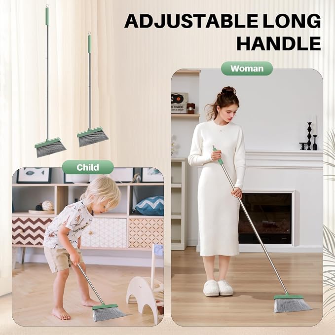 JOYMOOP Dark Teal Green Broom and Dustpan Set - Image 3