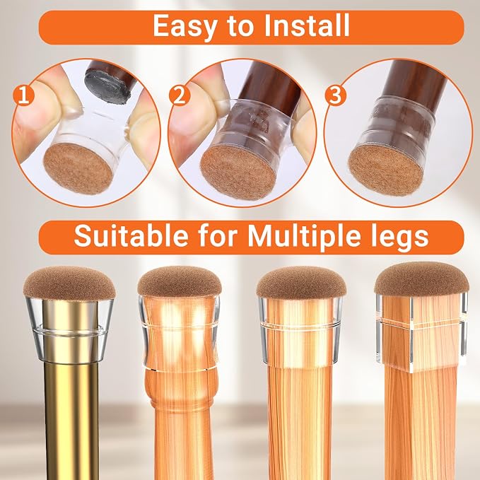 Chair Leg Floor Protectors Medium 24Pcs, Silicone Chair Leg Protectors - Image 6