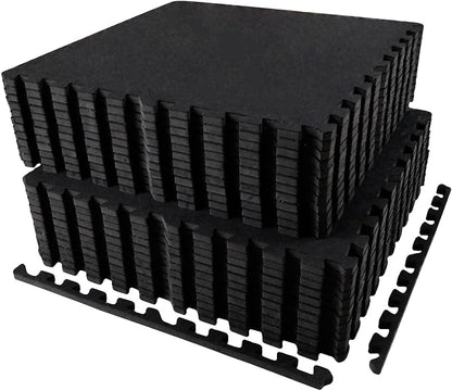 AIRHOP 0.56in Thick 96 Sq Ft Exercise Equipment Mats, 24 Tiles Upgraded Rubber by Airhop
