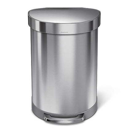 simplehuman 60 Liter Semi-Round Hands-Free Kitchen Step Stainless Steel Trash - Image 3