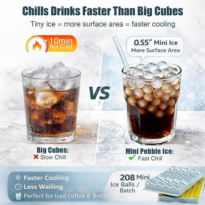 WIBIMEN Mini Ice Cube Trays, 0.55” Tiny Pebble Ice - Image 3