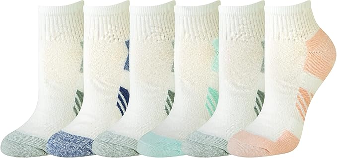 Amazon Essentials Ankle Compression Socks for Women, Breathable, Athletic, Cotton Blend, Cushioned, 6 Pairs