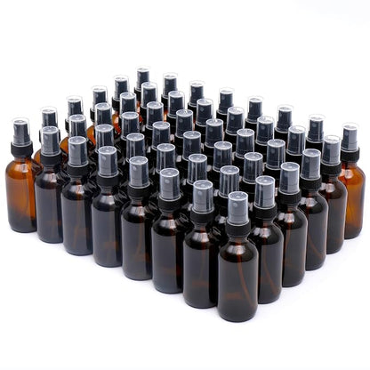 Amber Glass Small Spray Bottle 2 oz 48 Packs, Fine Mist Sprayer Small Clear by QUALITYGLASSBOTTLECREATOR