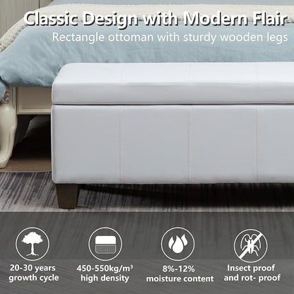 White Faux Leather Ottoman - Image 4