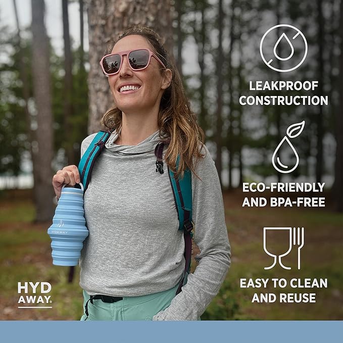 HYDAWAY 25oz Collapsible Water Bottle - BPA-Free, Leakproof, Lightweight, and Space-Saving - Perfect for Hiking, Travel, and All-Day Hydration