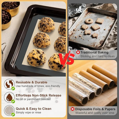 HOTEC Silicone Baking Mats 3 Pack – Non-Stick Reusable Silicone Baking Sheets - Image 6