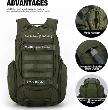 Mardingtop Tactical Molle Backpack for Men - 28L EDC Hiking & Motorcycle Backpack
