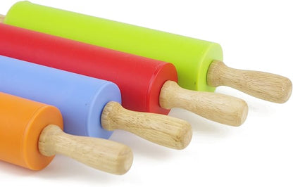 Silicone Rolling Pin for Baking Non-stick Rolling Pin Dough Roller Wooden - Image 7