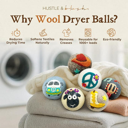 Fluff Ewes Wool Dryer Balls 6 Pack Premium New Zealand Wool Laundry Balls - Image 2
