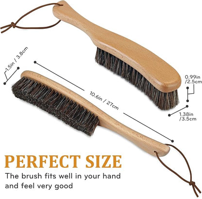 Lint Brush for Clothes with 100% Soft Horse Hair Bristle, Large Beech Wood - Image 2
