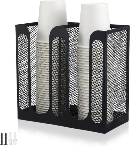 Maxcheck Metal Mesh Cup and Lid Holder Coffee Paper Cup Dispenser Lid Holder by Maxcheck