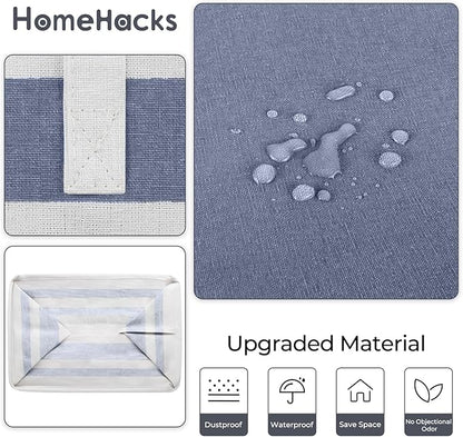 HomeHacks 2-Pack Large Laundry Basket, Waterproof, Freestanding Laundry Hamper, Collapsible Tall Clothes Hamper with Extended Handles for Clothes Toys in the Dorm and Family (Blue, 75L)