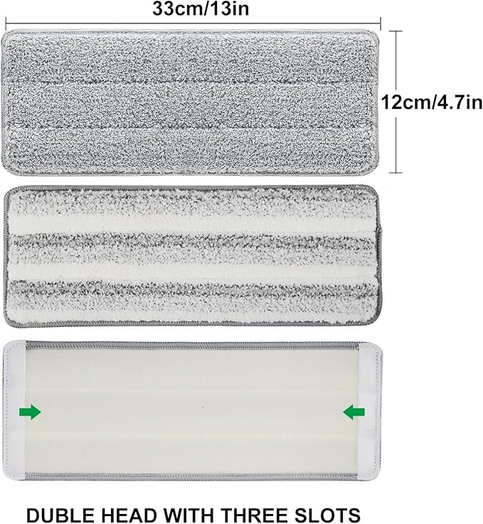 Flat Mop Pads, 5 Pack 13" X 4.9" Flat Mop Microfiber Mop Head/Refill/Pad - Image 4