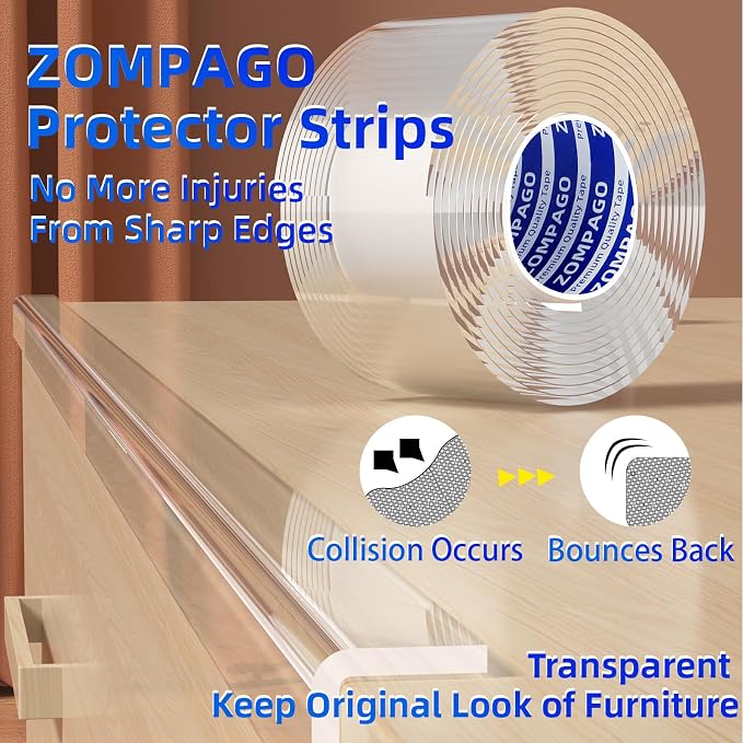 Clear Soft Corner Protectors for Furniture Strip, 0.8in x9.84FT, 2 Roll - Image 5