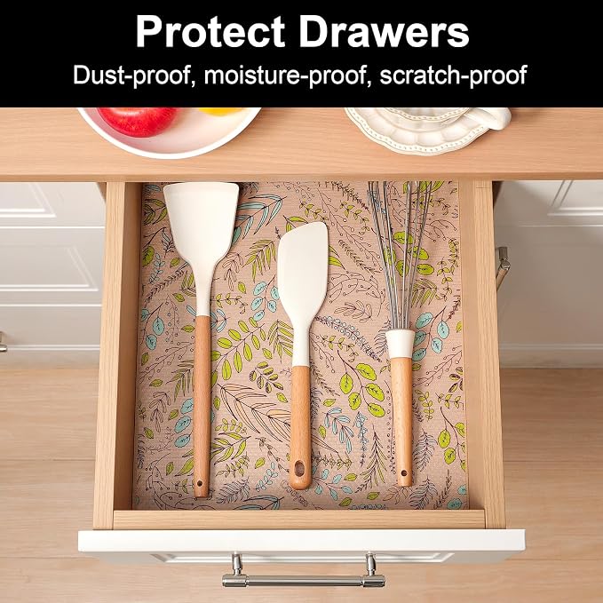 Cooyes Shelf Liner, Non-Adhesive Waterproof Drawer Liner, Durable Easy-to-Cut - Image 2