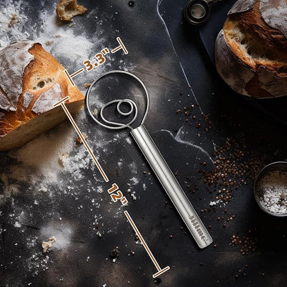 Jillmo Danish Dough Whisk, 12inch Stainless Steel Bread Whisk - Image 6