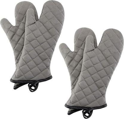 ARCLIBER Oven Mitts 2 Pairs of Quilted Terry Cloth Cotton Lining, Extra Long by ARCLIBER