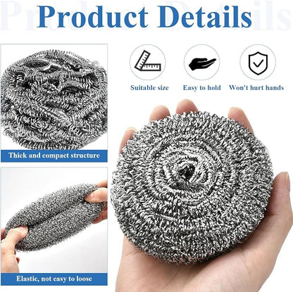 40 Pcs Stainless Steel Scrubber Bulk, Heavy Duty Steel Wool Scrubber 40 Gram - Image 3