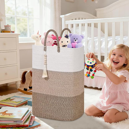 Woven Laundry Basket for Clothes, 65 L Large Rectangle Laundry Hampers - Image 4