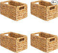 SpaceAid 4 Pack Wicker Basket, Storage Baskets for Organizing, Woven Rattan Basket with Handles for Shelves, Water Hyacinth Large Cube Organizer Storage Bin, 13x8.2x7 inch, Natural