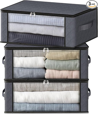HomeHacks Storage 3-Pack Clothes Organizer Storage Bags Foldable Storage Box by HomeHacks