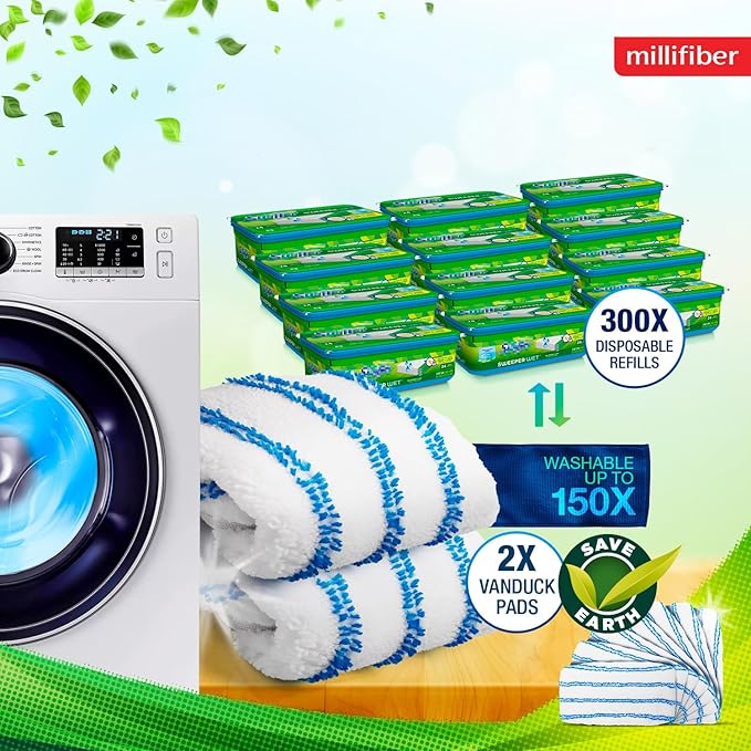 Microfiber Reusable Mop Pads Compatible with Swiffer Sweeper (4-Pack) Washable Mop Pads for Wet & Dry Use (Handle is Not Included)
