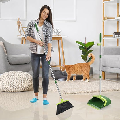 Broom and Dustpan Set, 52-in Long Adjustable Handle Broom Dustpan Combo - Image 7