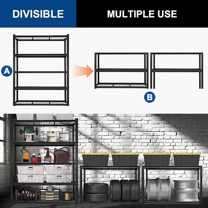 BILT HARD 48”W x 18”D x 72”H Garage Shelving, 5-Tier Heavy Duty Storage Shelves - Image 7