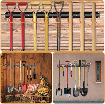 3-H 4×16" All Metal Garden Tool Organizer, Garage Tool Organizer, Broom Holder - Image 4