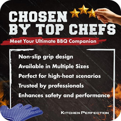 KITCHEN PERFECTION Silicone Smoker Oven Gloves -Extreme Heat Resistant Bbq - Image 8
