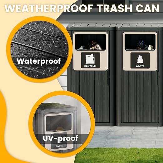 Outdoor Trash Can, Waterproof Resin Garbage Can Indoor and Outdoor Use - Image 4