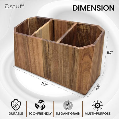 Large Kitchen Utensil Holder for Countertop – Acacia Wood Utensil Organizer - Image 2