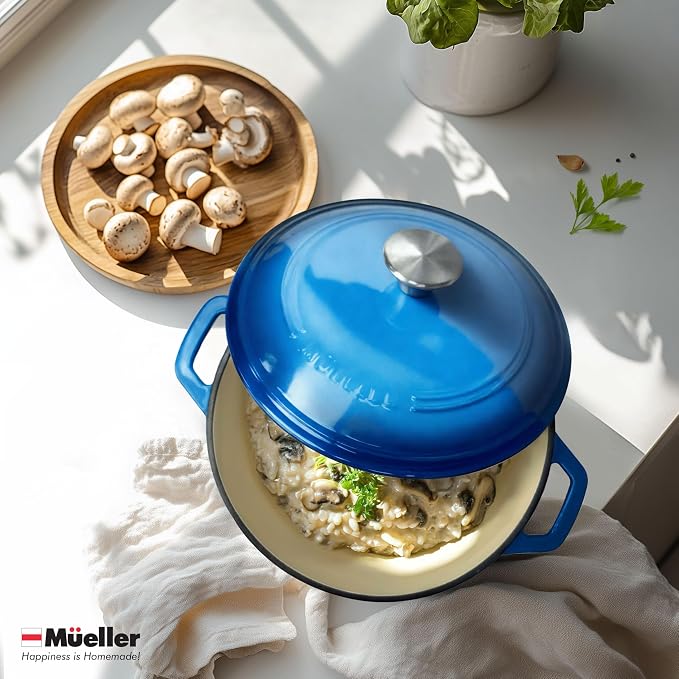 MUELLER HOME 7.5 QT Enameled Cast Iron Dutch Oven, Heavy-Duty Casserole Dish - Image 7