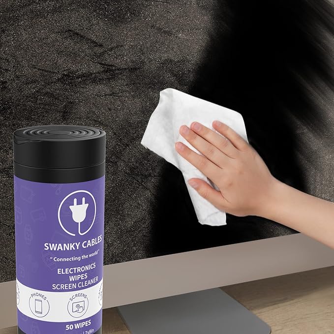 Screen Cleaner Wipes: Electronic Wipes for Screens - Computer Screen Wipes for Lens, Phone, Tv Screen and Monitor Cleaning - Tech Wipes & Microfiber Cloth (Canister, 100 Count)