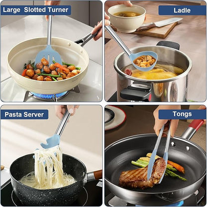 8PCS Kitchen Utensils Set, Vayvnt Heat Resistant Silicone Utensils Set - Image 6