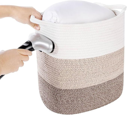 Tall Storage Bins for Clothes Fabric Cotton Rope Storage Baskets - Image 7