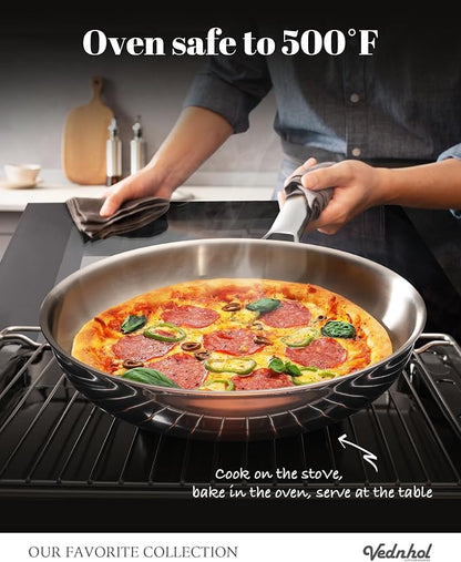 Stainless Steel Pan, 12 Inch Stainless Steel Frying Pan, Tri-Ply Stainless - Image 5