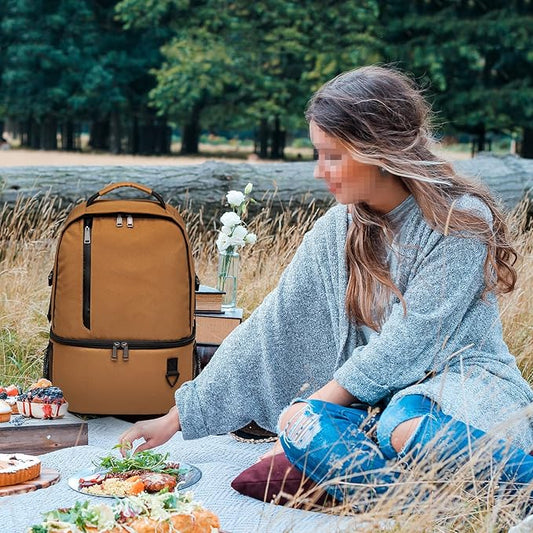 TUGUAN Insulated Cooler Backpack 38 Cans Double Deck Leakproof Lightweight Soft Lunch Backpack Small Cooler Bag Beach Picnic